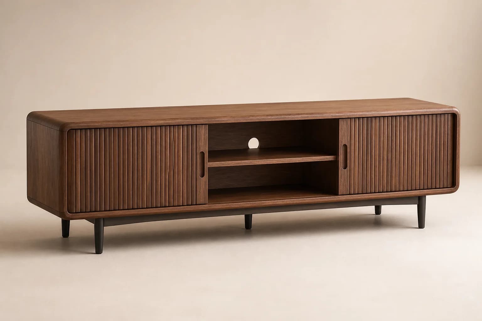 Forma solid walnut media console